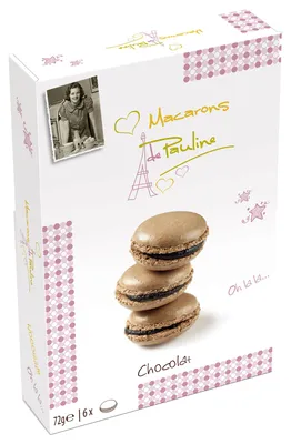 Image de Macarons de Pauline chocolat 6 macarons fourrés 72g