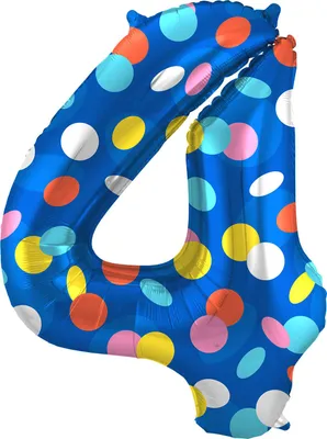 Produktbild von Folienballon Zahl 4 bunte Dots 86cm