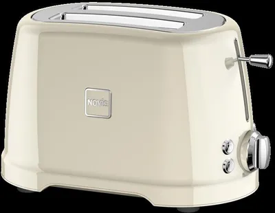 A cream-colored Novis T2 toaster is shown against a white background.
