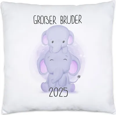 Produktbild von Großer Bruder 2025 Kissen Geschwisterliebe Bruderliebe Elefant Geborgenheit Beschützer Welt Liebe Familie