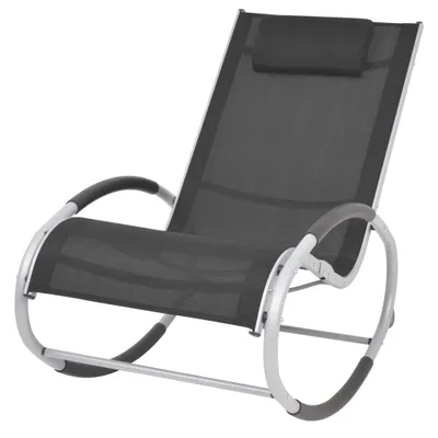 Obrázek produktu pro VidaXL 47781, Terasa, Polstrované sedadlo, Hliník, Železo, Textilní, Černá, Šedá, 160 kg, 620 mm