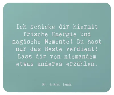 Produktbild von Mr. & Mrs. Panda Mauspad Spruch Freude und Energie - Meeresbrise - Geschenk, das Beste verdient, Lächeln, pc, mousematte, mousepad, positive Botschaft, Gefühl, Motivation