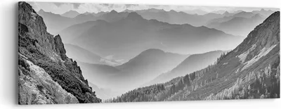 Produktbild von Bild auf Leinwand - Leinwandbild - Einteilig - Schwarzweiß Landschaft Berge - 90x30cm - Wand Bild - Wanddeko - Wandbilder - Leinwanddruck - Bilder - Wanddekoration - Leinwand bilder - AB90x30-4560