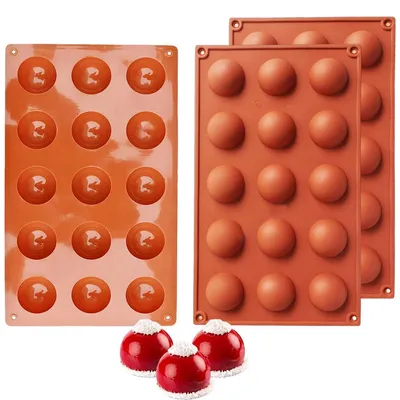 Immagine prodotto di Stampo in silicone a forma di semisfere, con 15 cavità, dimensioni 29x17x2 cm, ideale per torte, gelatine e cioccolato
