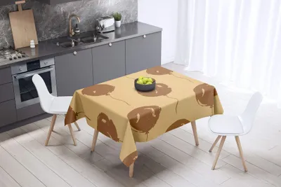 Tischdecke 140x140 cm, Polyester, braun, wasserabweisend, rund