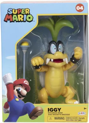 Produktbild von Figurka Super Mario Bros - JAKKS PACIFIC - Iggy Koopa z magiczną różdżką - Ruchoma figurka 10 cm w pudełku kolekcjonerskim
