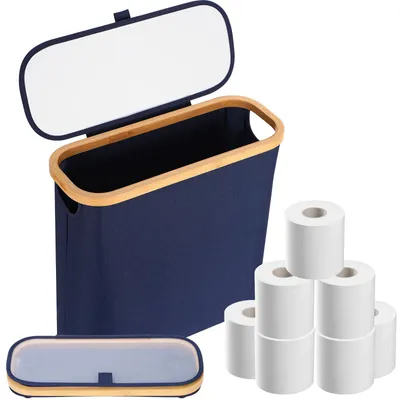 Produktbild von Bamboo WC-Papier Opbergeinheit für 9 Rollen - Wc-Rolhouder mit Handgriffen - Badkamer Organizer - Duurzame WC-Accessoires - Opvougbare WC-Mand