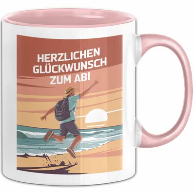 Produktbild von Schüler Abschluss Tasse Geschenk Lustige Geschenkidee Spruch Herzlichen Glückwünsche Zum Abi (Rosa)