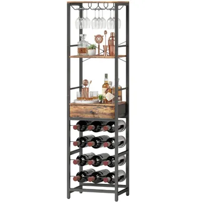 Produktbild von Weinregal,Schrank mit Schublade, Barschrank, Weinregal für 12 Flaschen, Glashalter