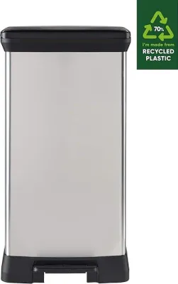 Image de Poubelle de cuisine 50 l, à pédale, en plastique et métal, avec couvercle