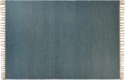 Zdjęcie produktu dla BELIANI Dywan niebieski jutowy 160 x 230 cm tkany ręcznie z frędzlami styl boho do przedpokoju sypialni