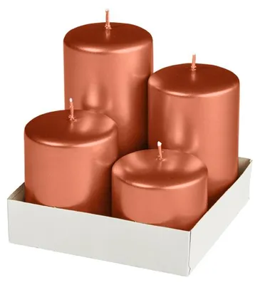 Produktbild von Adventset Stumpenkerzen Kupfer Ø 50 mm, 4 Stück