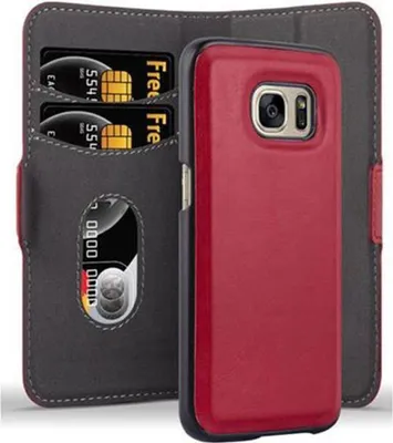 Produktbild von Cadorabo Hülle für Samsung Galaxy S7 Schutz Hülle in Rot Etui Handyhhülle Tasche Case Cover