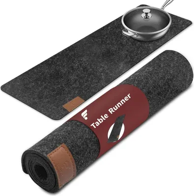 Zdjęcie produktu dla Shinfly bieżnik filcowy 100x30cm nowoczesny antracyt ze skórzaną etykietą