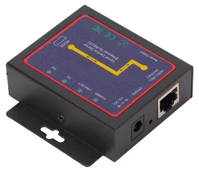 Zdjęcie produktu dla Konwerter RS232 na RJ45, prędkość transmisji 10/100 Mb/s, prędkość transmisji danych od 300 bps do 230 400 bps, zakres temperatur od -10°C do 55°C, z chipsetem IP210, przeznaczony dla systemów Windows