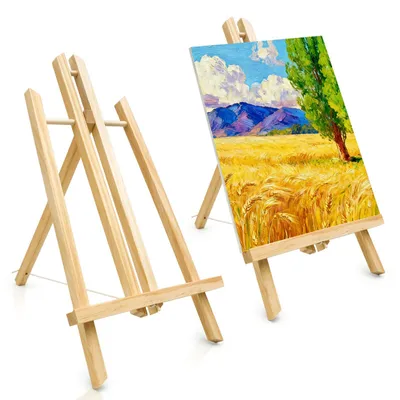 Productafbeelding van Houten schildersezel - 2 stuks, inklapbaar, geschikt voor canvas - 40 x 22 cm