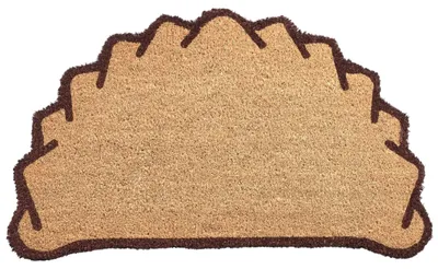 Produktbild von BELIANI Fußmatte Naturfarben Kokosfaser 45 x 75 cm Halbrund Teigtaschenmotiv mit Anti-Rutsch-Rückseite Fußabtreter Türmatte Schmutzfangmatte