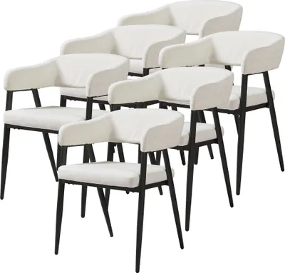 Imagen del producto de Juego de 6 sillas de comedor modelo "Kohlmand", tapizadas en tela beige