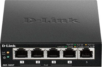 Produktbild von D-Link DGS-1005P/E 5-Port PoE+ Switch Gigabit, 4 PoE+ Ports, 60W