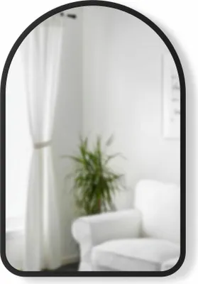 Produktbild von Umbra Wandspiegel Hub, gewölbter Hängespiegel, Spiegelglas, Gummi, MDF, Schwarz, 61 x 91 cm, 1017060-040