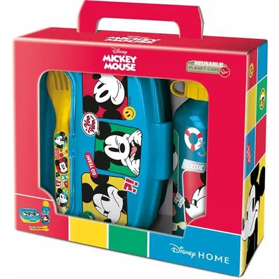 Produktbild von Picknick-Set Mickey Mouse Fun-Tastic 400 ml Essbestecke Sandwichmaker Flasche Aluminium