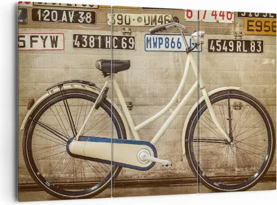 Produktbild von Bild auf Leinwand - Leinwandbild - Fahrrad Mauer Straße - 165x110cm - Wand Bild - Wanddeko - Leinwanddruck - Bilder - Kunstdruck - Wanddekoration - Leinwand bilder - Wandkunst - CE165x110-3764