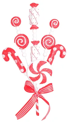 Weihnachtsbaumspieß 40 cm, Candy-Design, rot-weiß, glitzernd