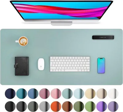 Obrázek produktu pro Světle modrý, voděodolný psací podložka, 80 x 40 cm, vzhled kůže