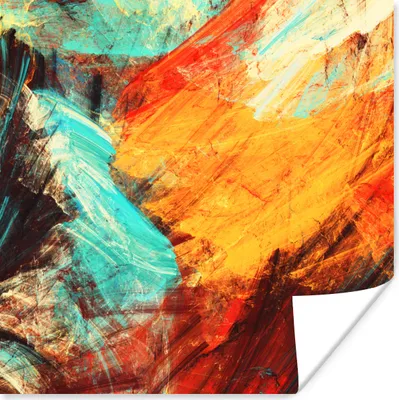 Produktbild von MuchoWow® Poster Gemälde - Abstrakt - Öl 100x100 cm - Babyzimmer