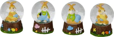 Produktbild von 12 Stück Osterhasen Schneekugel bunt 6cm Ostern Osterdeko Frühling