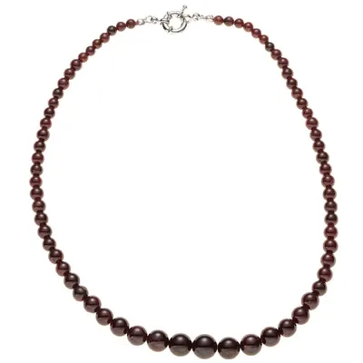 Produktbild von Kette Collier im Verlauf Edelsteinkette Granat Federring 45cm Damen