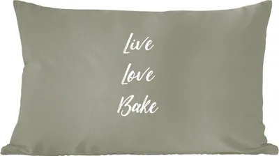 Produktbild von MuchoWow® Zierkissen Sofakissen Wohnzimmer Dekokissen 60x40 cm Leben Liebe Backen - Zitate - Sprichwörter - Backen - Kopfkissen - Polster mit Foto