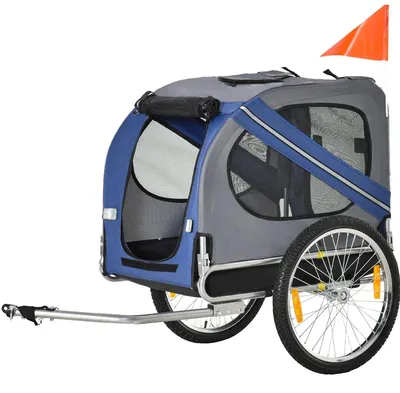 Image de Remorque à vélo pour animaux de compagnie - Remorques pour chiens et chats - Transport d'animaux à vélo - Bleu