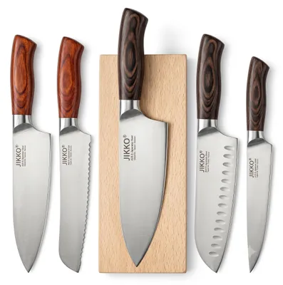 Obrázok produktu pre Sada kuchárskych nožov JIKKO® z japonskej ocele AUS-6 – (Prémiová sada)