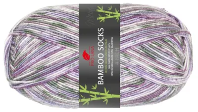 Produktbild von Pro Lana BAMBOO SOCKS color 100 g seidenweiche und vegane 4-fach Sockenwolle 400 m Farbe 968 - flieder/grau color