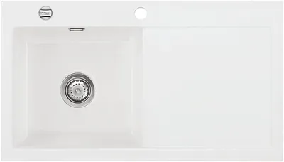 Produktbild von Spüle KeraDomo MERA 90 Polar Becken links mit Excenterbedienung