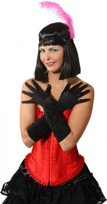 Produktbild von Satin-Handschuhe gerafft, schwarz