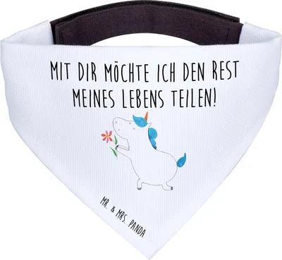 Produktbild von Mr. & Mrs. Panda Hunde Halstuch Einhorn Blume - Weiß - Geschenk, Einhörner, Tuch, Hund, Freund, Heiraten, Unicorn, Für, Hundehalstuch, Liebe