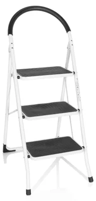 Obrázek produktu pro hjh OFFICE skládací žebřík 3 stupně SOLID W2 ocelový skládací žebřík, štafle, žebřík pro domácnost, nosnost až 150 kg