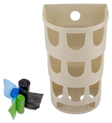 Produktbild von Kunststoffbeutelspender, Atmungsaktiver Plastiktütenhalter, Zum Aufhängen Von Müllbeuteln, Beutelspender Aus Kunststoff Mit Großen Löchern, Khaki