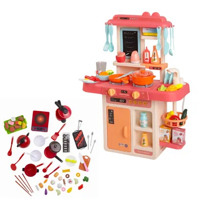 Immagine prodotto di Buzz - Cucina giocattolo - Rosa - Mini - Accessori extra 60 - Vapore - Piano cottura funzionante - Cucina per bambini - Utensili da cucina - Ingredienti