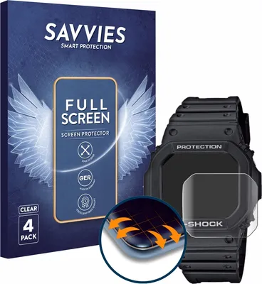 Produktbild von 4x Savvies Fullscreen Schutzfolie für Casio G-Shock GW-M5610-1ER Displayschutz Folie Fullcover Klar Transparent
