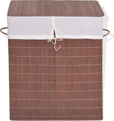 Image de Panier à linge rectangulaire Bambou Marron