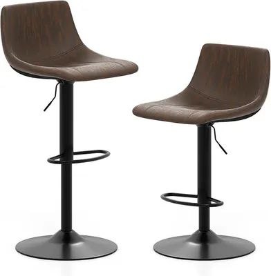 Imagen del producto de Juego de 2 taburetes de bar, con respaldo, y altura ajustable de 60 a 83 cm