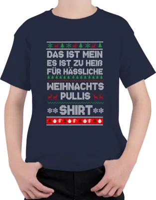 Produktbild von Ugly Christmas Sweater Weihnachtsoutfit - Weihnachten Xmas Christmas Uni Kinder T-Shirt, Navy, 104