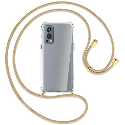 Produktbild von Handykette Backcover-Schutzhülle mit Band (Metall goldfarben) für OnePlus Nord 2 5G - caramel