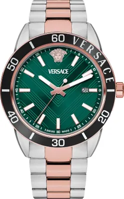 Produktbild von Versace VEYCA0624 Greca Urban grün roségold silber Edelstahl Herren Uhr NEU