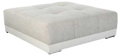 Produktbild von Polsterhocker XXL für Big-Sofa, Federkern Kunstleder Weiß + Webstoff Grau Beige / 15138