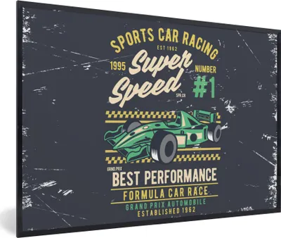 Produktbild von MuchoWow® MuchoWow® Gerahmtes Poster Auto - Rennstrecke - Oldtimer 90x60 cm - Poster mit zchwarzem Bilderrahmen - Fotorahmen - Foto-Plakat