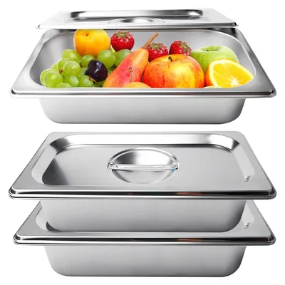 3-teiliges Paneerschalen-Set aus Edelstahl, GN 1/3, 32,5x17,6x6,5 cm